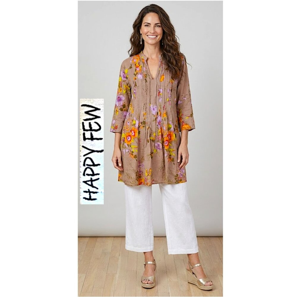 (3 for $30) HAPPY FEW - 100% cotton floral tunic